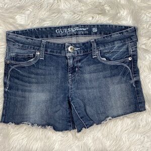 Guess Jeans Short Cut Off Denim Shorts with Embroidered Pockets
